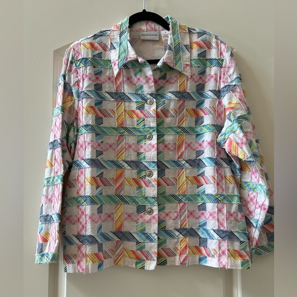 Alfred Dunner linen blend quilted jacket. Button down. Never been worn. Size 16 - Picture 1 of 10